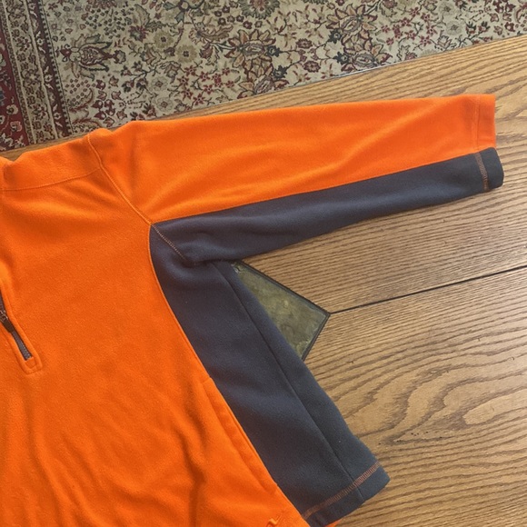 Mens Athletic Works 100% Polyester Quarter-Zip Sweatshirt Orange & Grey - Picture 3 of 6